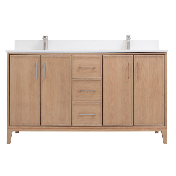 60" London, Light Oak Bathroom Vanity LD3060D-LO