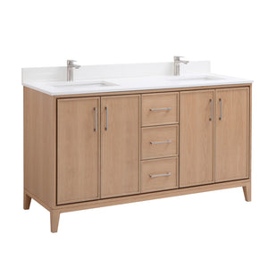 60" London, Light Oak Bathroom Vanity LD3060D-LO