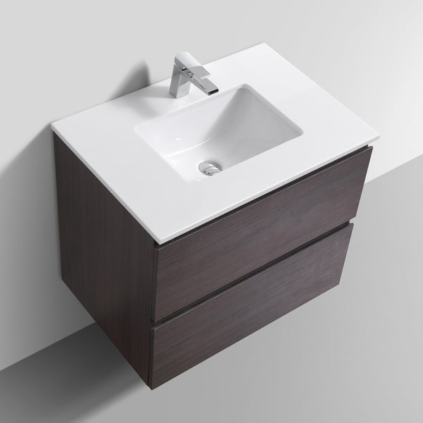 30" Liam, Grey Oak Wall Mount Vanity with Quartz Top LM1030-GO