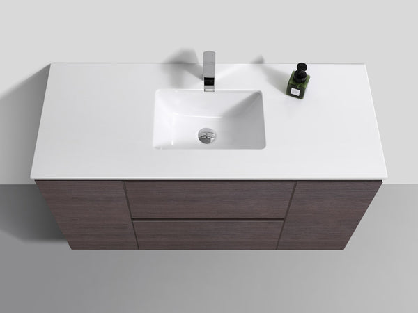 48" Liam, Grey Oak Wall Mount Vanity with Quartz Top LM1048-GO