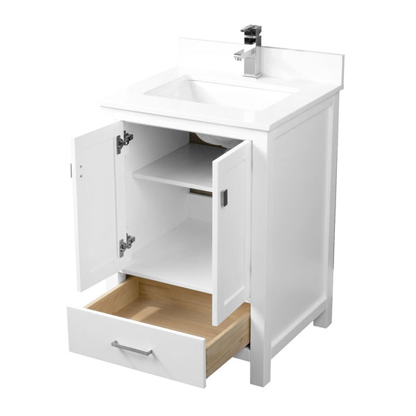 24" Elle, Silk White Bathroom Vanity ML1824-SW