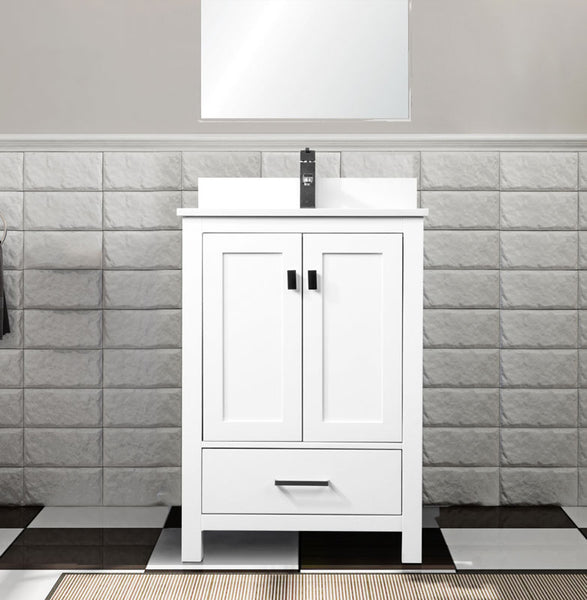 24" Elle, Silk White Bathroom Vanity ML1824-SW