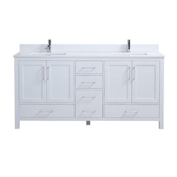 72" Elle, Silk White Double Sink Bathroom Vanity ML1872D-SW