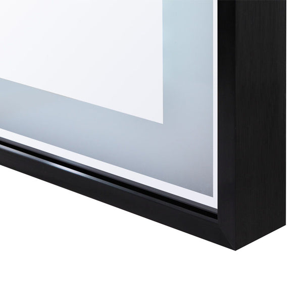 48" Vivid, LED Bathroom Rectangular Mirror - Matte Black Aluminum Frame