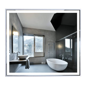 36" Vivid, LED Bathroom Rectangular Mirror - Brushed Aluminum Frame