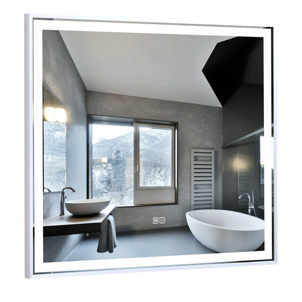 36" Vivid, LED Bathroom Rectangular Mirror - Brushed Aluminum Frame