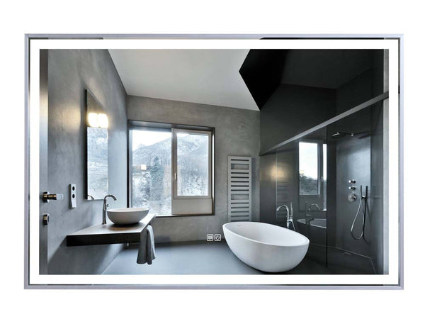 48" Vivid, LED Bathroom Rectangular Mirror - Brushed Aluminum Frame