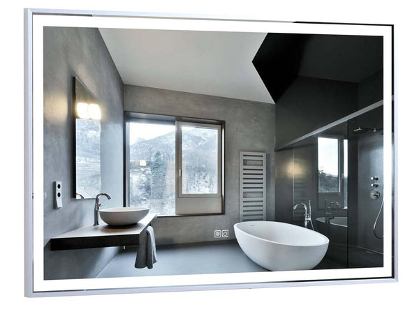 48" Vivid, LED Bathroom Rectangular Mirror - Brushed Aluminum Frame