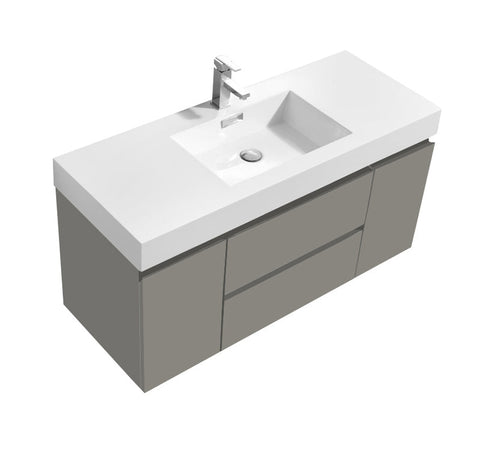 48" Damian, Chelsea Grey Wall Mount Vanity with Reinforced Composite Acrylic Top DM48-CG