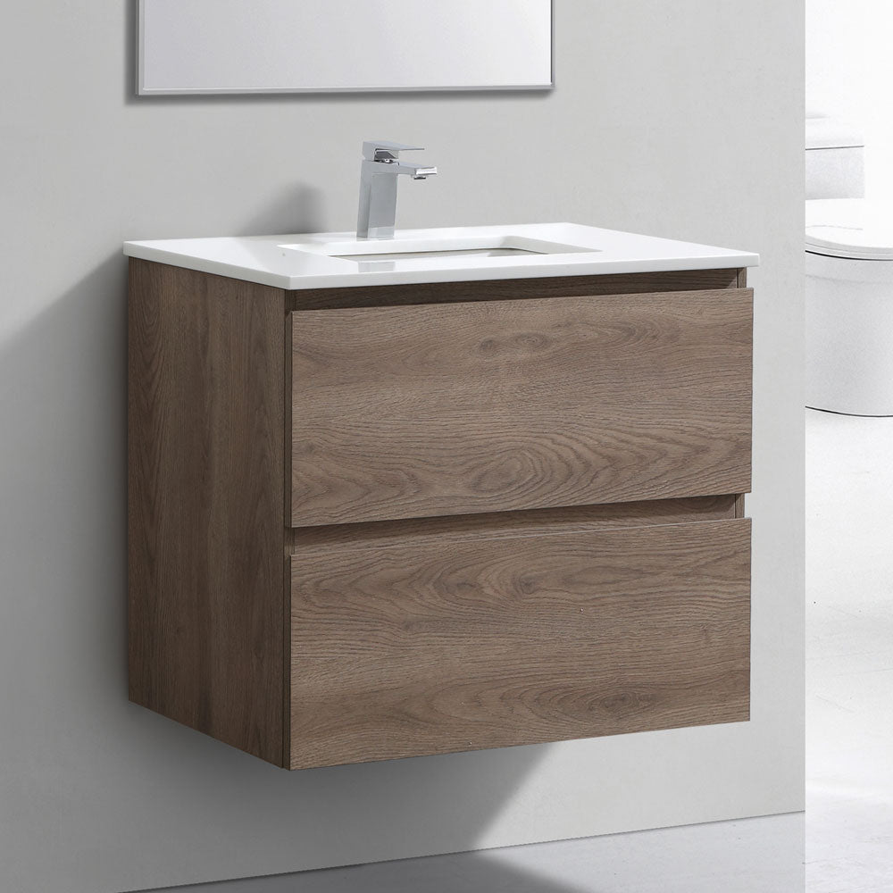 30" Liam, Light Walnut Wall Mount Vanity with Quartz Top LM1030-LW