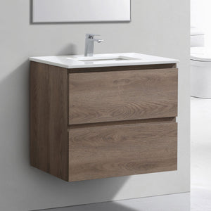 30" Liam, Light Walnut Wall Mount Vanity with Quartz Top LM1030-LW