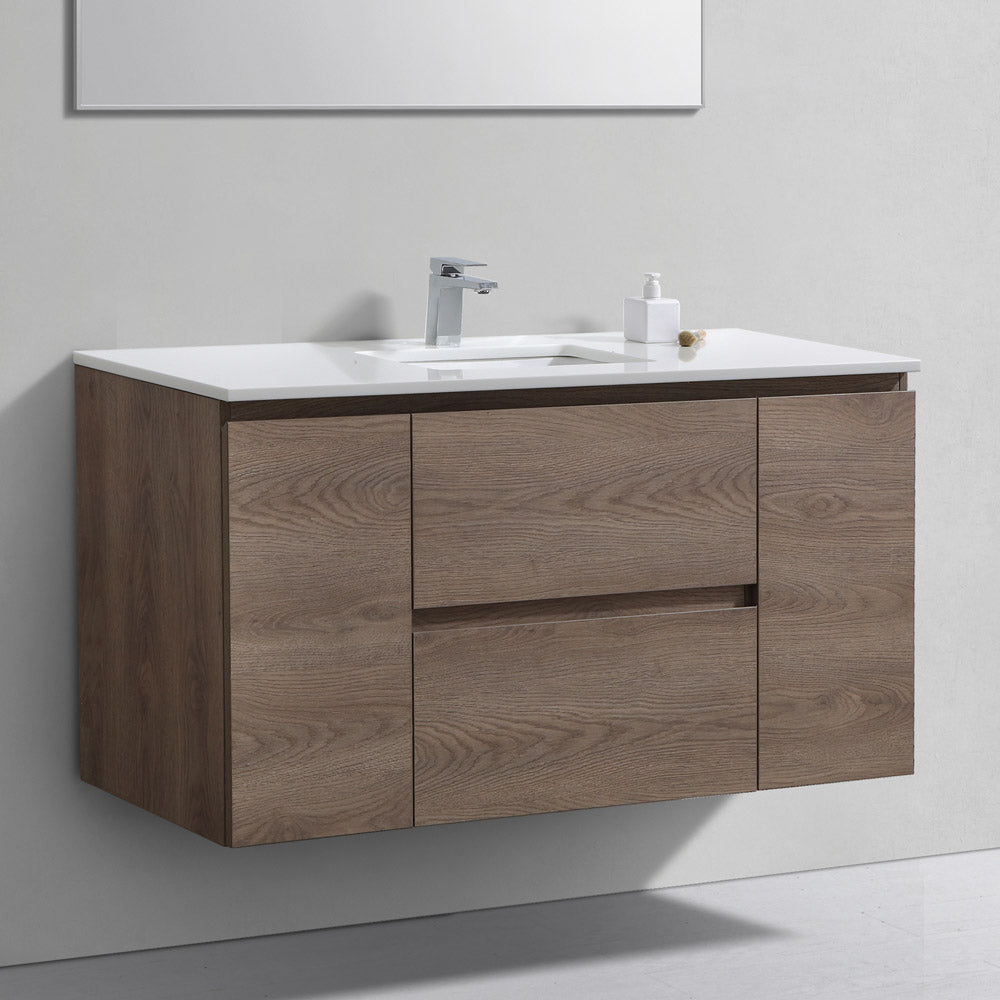 48" Liam, Light Walnut Wall Mount Vanity with Quartz Top LM1048-LW