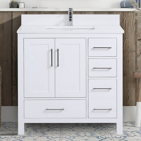 36" Elle, Silk White Bathroom Vanity ML1836-SW