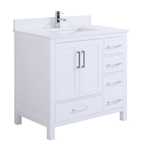 36" Elle, Silk White Bathroom Vanity ML1836-SW