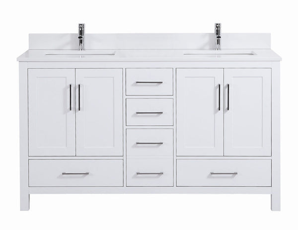 60" Elle, Silk White Double Sink Bathroom Vanity ML1860D-SW