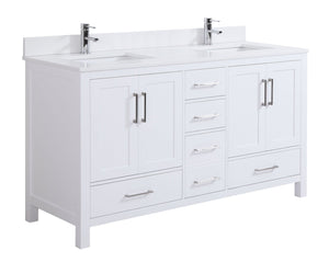 60" Elle, Silk White Double Sink Bathroom Vanity ML1860D-SW