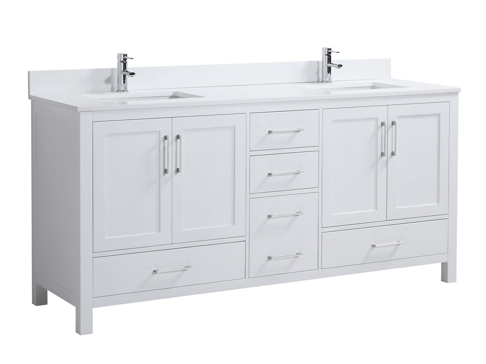 72" Elle, Silk White Double Sink Bathroom Vanity ML1872D-SW